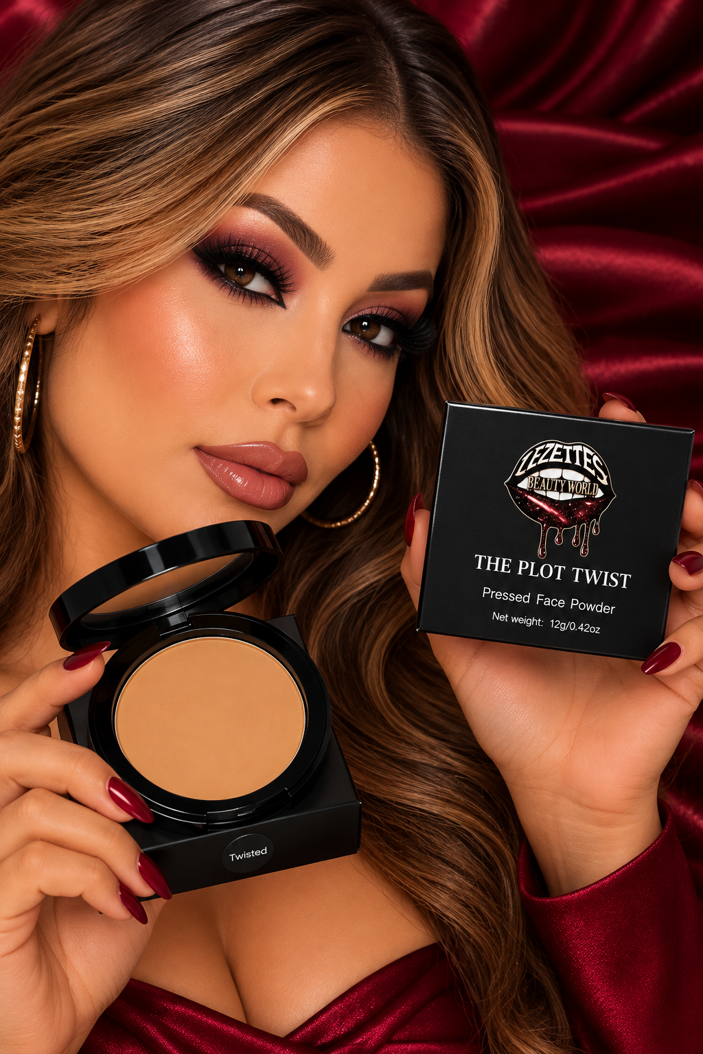 LEZETTE'S BEAUTY WORLD LLC Long-Lasting Matte Blurring Face Powder, close-up of the compact with smooth, matte finish powder.