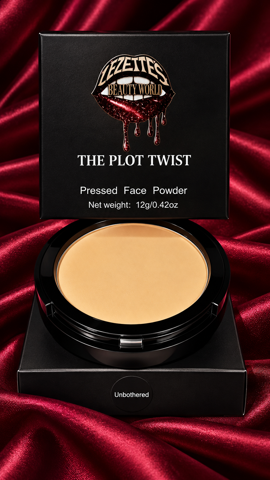 LEZETTE'S BEAUTY WORLD LLC long-lasting matte blurring face powder from The Plot Twist collection, with a smooth, matte finish.